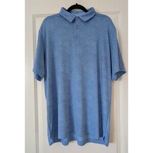 Walter Hagen Blue Wavy Dash Pattern Lightweight Polo Golf Shirt Men's Size Large